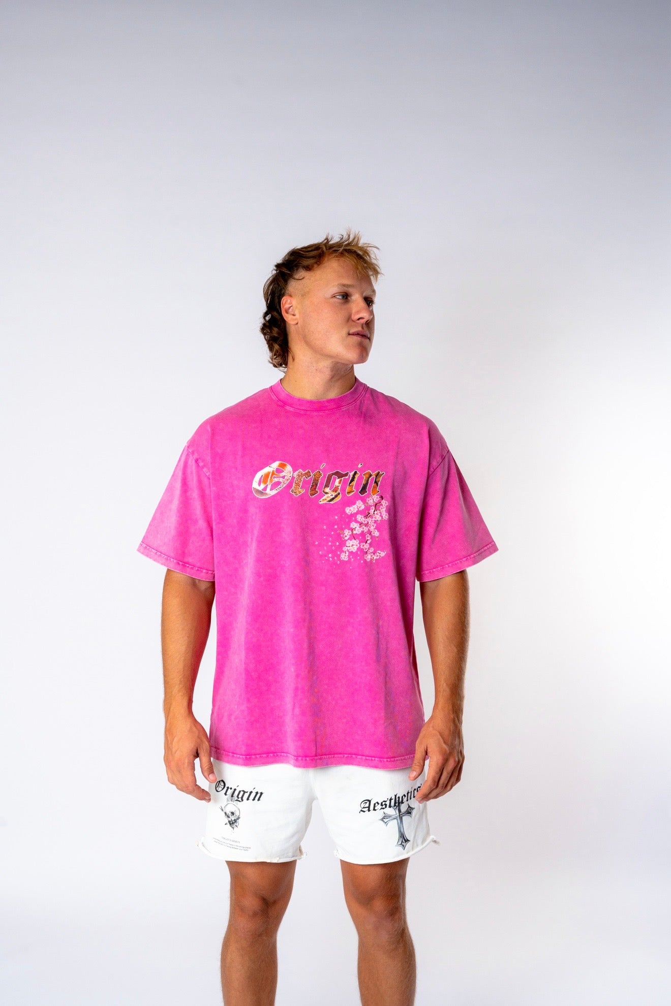 Origin Æsthetics Oversize Snow Washed T Cherry Blossom
