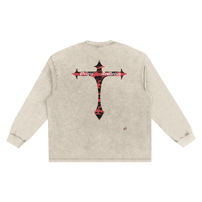 Snow Washed Oversize Long Sleeve T-shirt