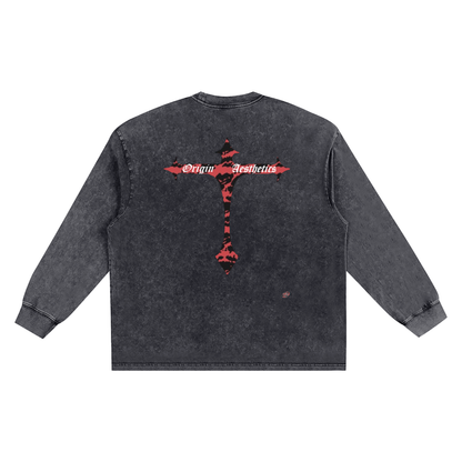 Snow Washed Oversize Long Sleeve T-shirt