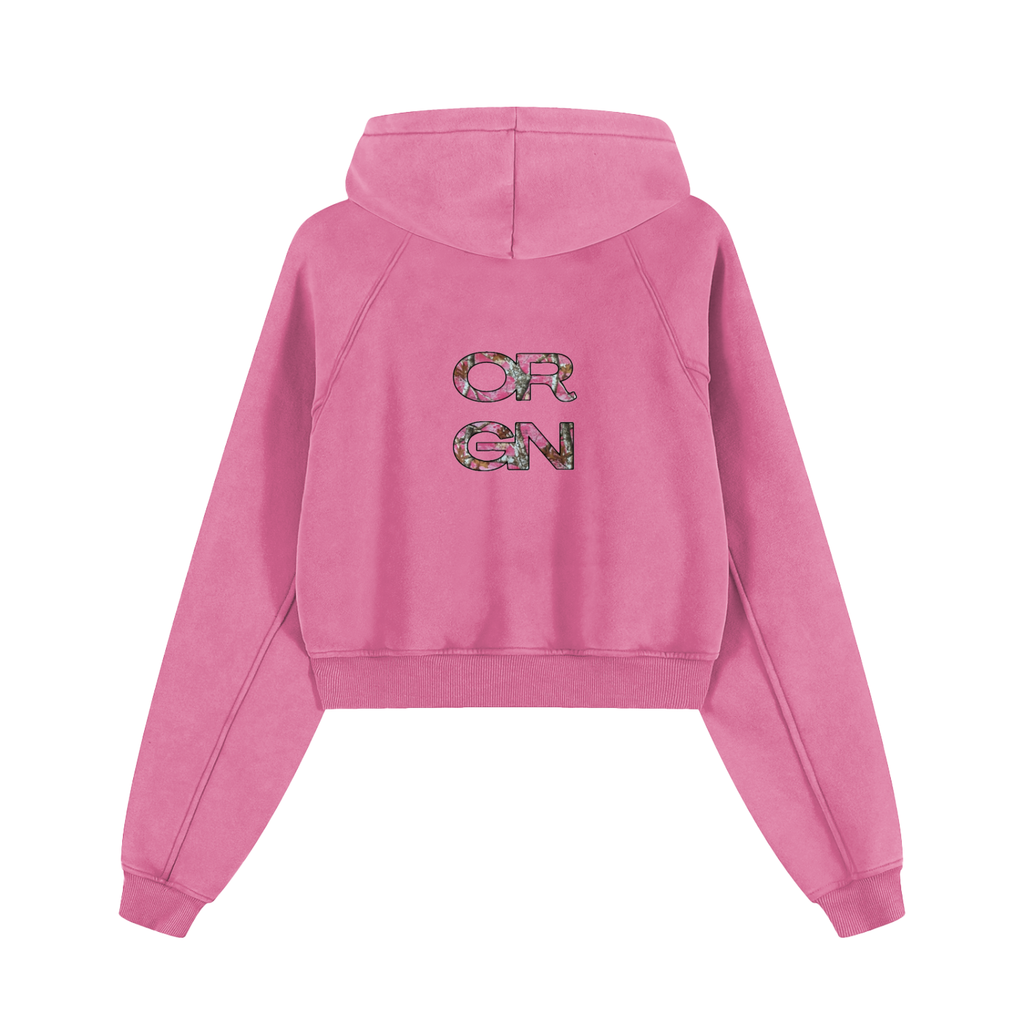 Origin Aesthetics Womens Cropped Hoodie | Pink Camo